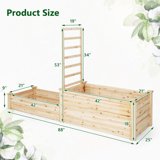 Raised Garden Bed with Trellis-Natural W2B