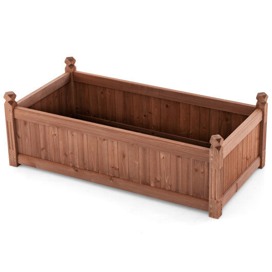 46 x 24 x 16 Inch Rectangular Planter Box with Drainage Holes for Backyard Garden Lawn-Brown W2B