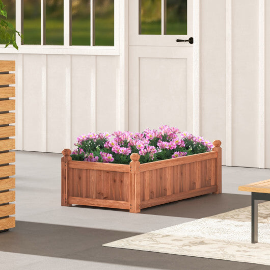 46 x 24 x 16 Inch Rectangular Planter Box with Drainage Holes for Backyard Garden Lawn-Brown W2B