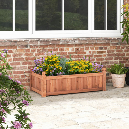 46 x 24 x 16 Inch Rectangular Planter Box with Drainage Holes for Backyard Garden Lawn-Brown W2B