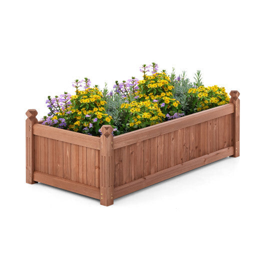46 x 24 x 16 Inch Rectangular Planter Box with Drainage Holes for Backyard Garden Lawn-Brown W2B