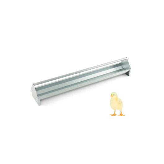 Metal Chicken Feeder Chicken Feeding Trough with Drainage Holes-Silver W2B