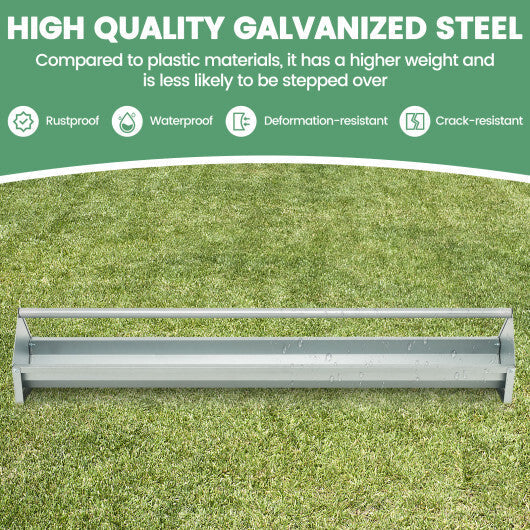 Metal Chicken Feeder Chicken Feeding Trough with Drainage Holes-Silver W2B