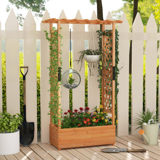 Raised Garden Bed with Arch Trellis-Orange W2B