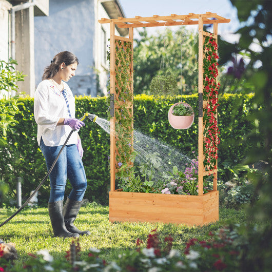 Raised Garden Bed with Arch Trellis-Orange W2B