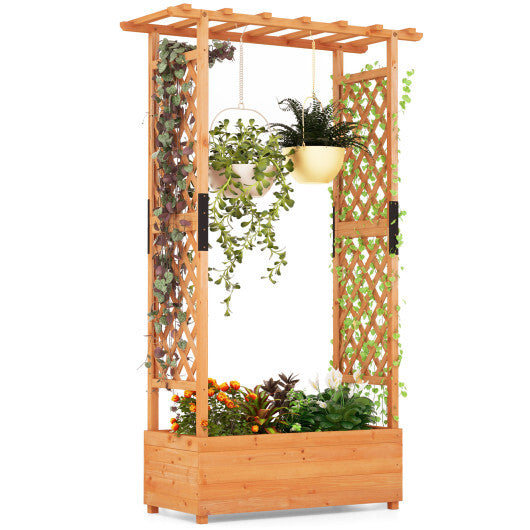 Raised Garden Bed with Arch Trellis-Orange W2B