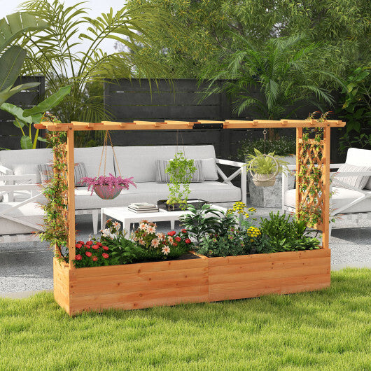 Raised Garden Bed Planter Box with Lattice Trellis Drainage Holes W2B