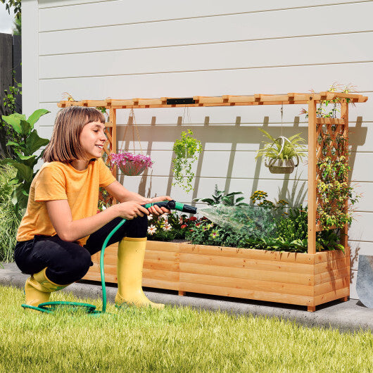 Raised Garden Bed Planter Box with Lattice Trellis Drainage Holes W2B