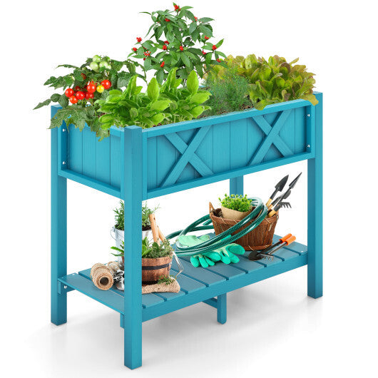 HIPS Raised Garden Bed Poly Wood Elevated Planter Box-Black W2B