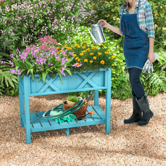 HIPS Raised Garden Bed Poly Wood Elevated Planter Box-Black W2B