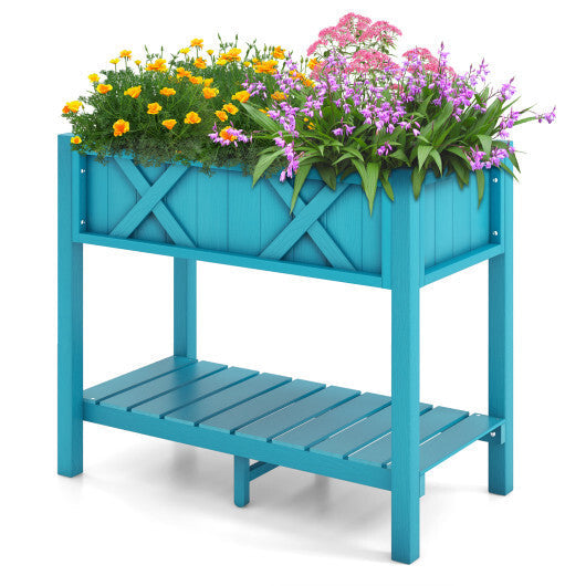 HIPS Raised Garden Bed Poly Wood Elevated Planter Box-Black W2B