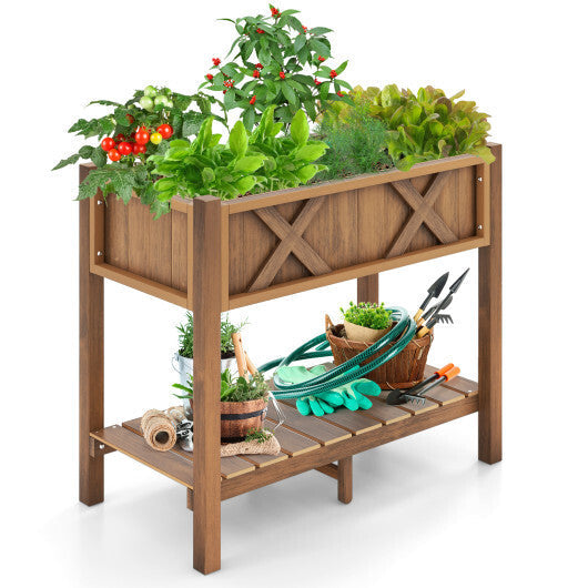 HIPS Raised Garden Bed Poly Wood Elevated Planter Box-Black W2B