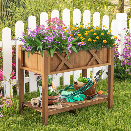 HIPS Raised Garden Bed Poly Wood Elevated Planter Box-Black W2B