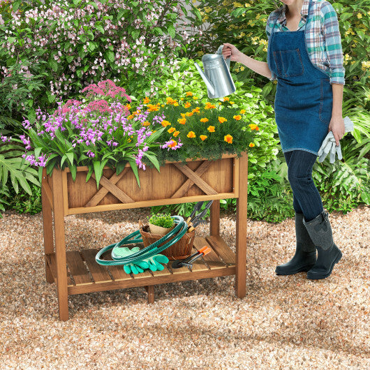 HIPS Raised Garden Bed Poly Wood Elevated Planter Box-Black W2B