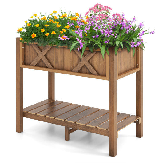 HIPS Raised Garden Bed Poly Wood Elevated Planter Box-Black W2B