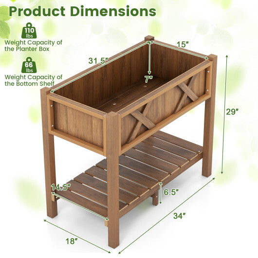 HIPS Raised Garden Bed Poly Wood Elevated Planter Box-Black W2B