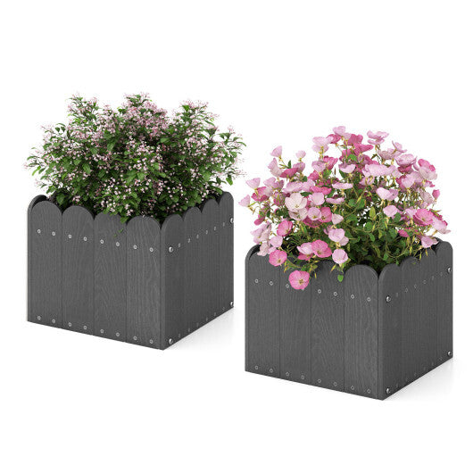 2 Pack Square Planter Box with Drainage Gaps for for Front Porch Garden Balcony-Orange W2B