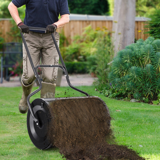 24" Peat Moss Spreader with Upgrade Side Latches and U-shape Handle-Black W2B