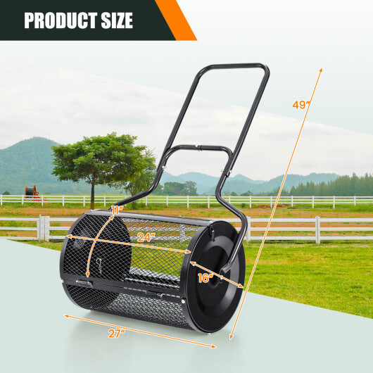 24" Peat Moss Spreader with Upgrade Side Latches and U-shape Handle-Black W2B