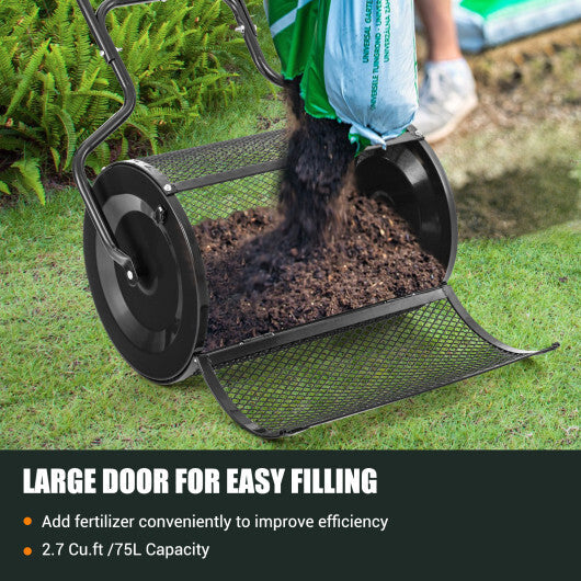 24" Peat Moss Spreader with Upgrade Side Latches and U-shape Handle-Black W2B