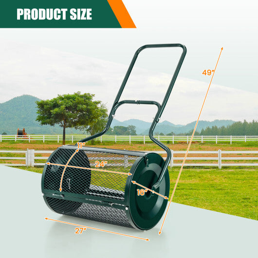 24" Peat Moss Spreader with Upgrade Side Latches and U-shape Handle-Black W2B