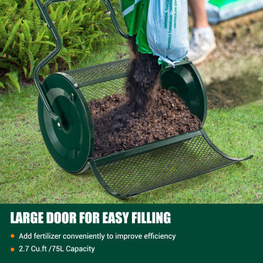 24" Peat Moss Spreader with Upgrade Side Latches and U-shape Handle-Black W2B