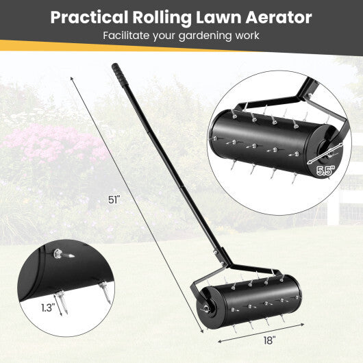 18/21 Inch Manual Lawn Aerator with Detachable Handle-21 inches W2B