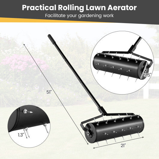18/21 Inch Manual Lawn Aerator with Detachable Handle-21 inches W2B