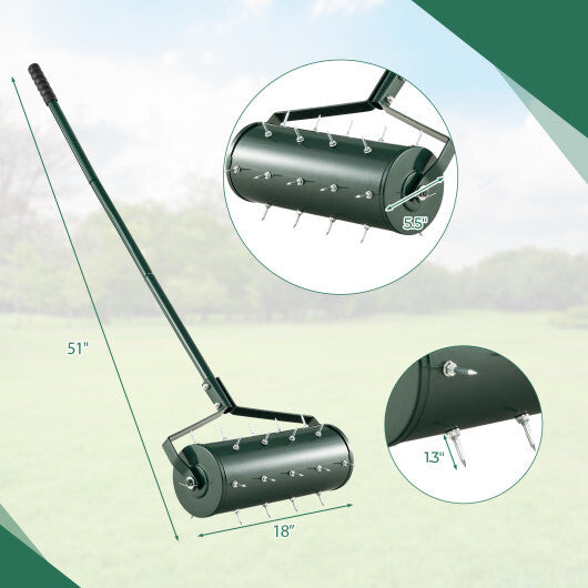 18/21 Inch Manual Lawn Aerator with Detachable Handle Filled with Sand or Stone-21 inches W2B