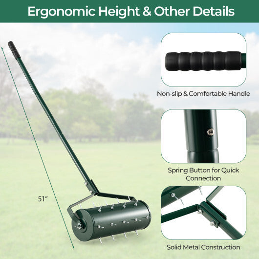18/21 Inch Manual Lawn Aerator with Detachable Handle Filled with Sand or Stone-21 inches W2B