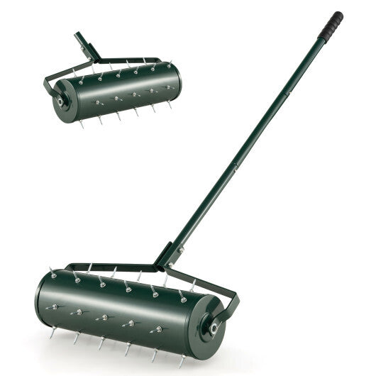 18/21 Inch Manual Lawn Aerator with Detachable Handle Filled with Sand or Stone-21 inches W2B