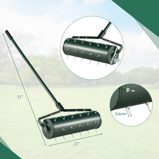 18/21 Inch Manual Lawn Aerator with Detachable Handle Filled with Sand or Stone-21 inches W2B