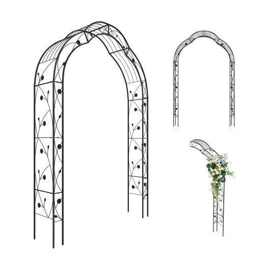Garden Arch Arbor Trellis for Climbing Plants Roses Vines-Black W2B