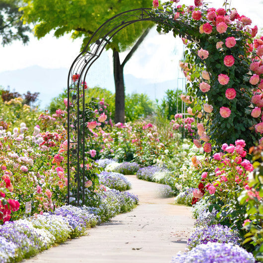 Garden Arch Arbor Trellis for Climbing Plants Roses Vines-Black W2B
