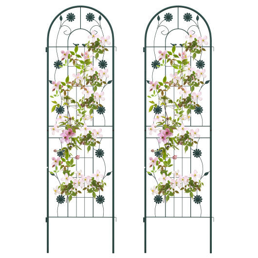 2 Pack 71 x 20 Inch Metal Garden Trellis Rustproof Plant Support for Climbing Plants-Green W2B