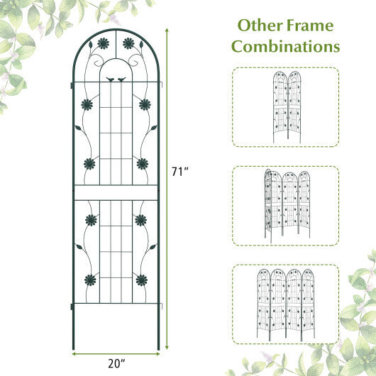 2 Pack 71 x 20 Inch Metal Garden Trellis Rustproof Plant Support for Climbing Plants-Green W2B