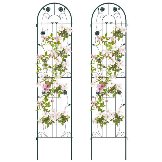 2 Pack 86.5 x 20 Inches Metal Garden Trellis for Climbing Plants-Green W2B