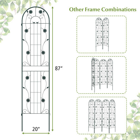 2 Pack 86.5 x 20 Inches Metal Garden Trellis for Climbing Plants-Green W2B
