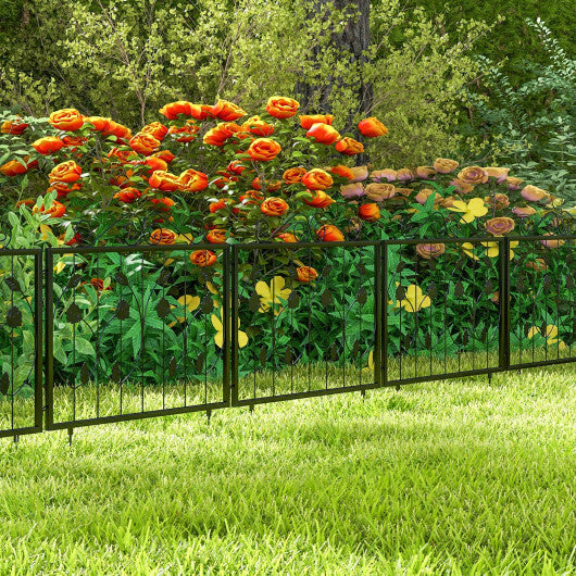 Decorative Garden Fence with 8 Panels Animal Barrier-Black W2B