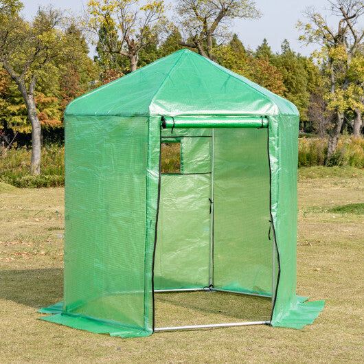 Walk-In Hexagonal Greenhouse with PE Cover and Metal Frame W2B