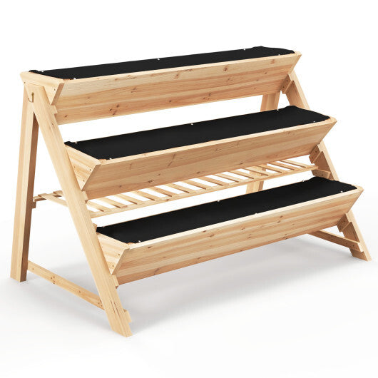 3-Tier Garden Bed with Storage Shelf  2 Hanging Hooks and 3 Bed Liners