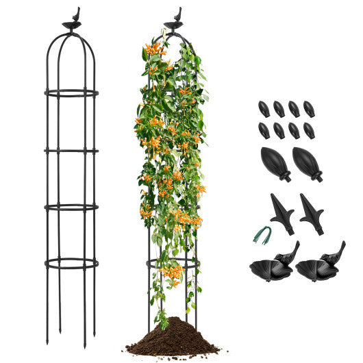 2-Pack Garden Obelisk Trellis for Climbing Plants-Black W2B