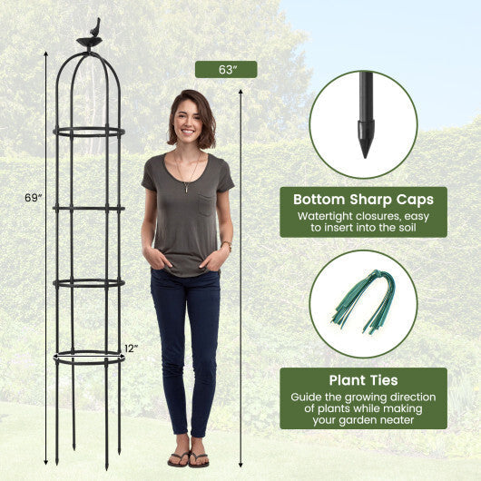 2-Pack Garden Obelisk Trellis for Climbing Plants-Black W2B