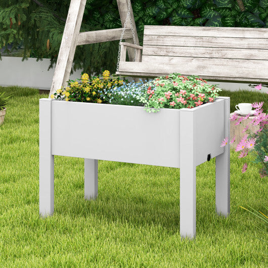 53L Raised Bed Grow Box Self-Watering Planter Box Stand with Water Level Monitor-Coffee W2B