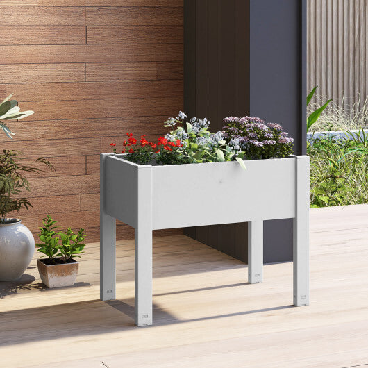 53L Raised Bed Grow Box Self-Watering Planter Box Stand with Water Level Monitor-Coffee W2B