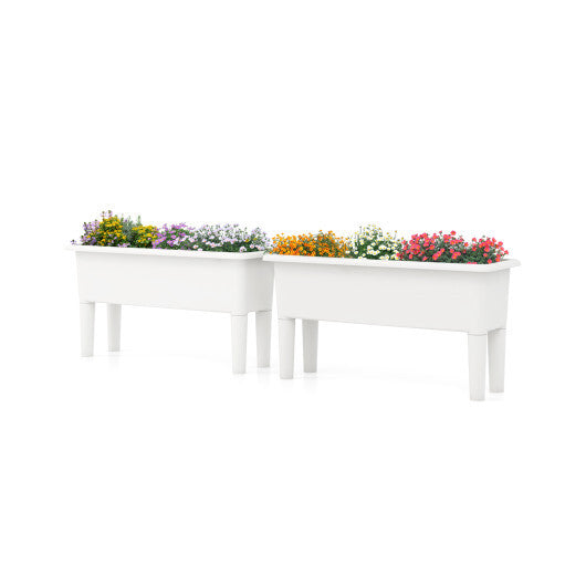 2 Pieces Raised Garden Beds Self-Watering Planter Box with Detachable Legs and Drainage Hole-Coffee W2B