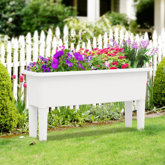 2 Pieces Raised Garden Beds Self-Watering Planter Box with Detachable Legs and Drainage Hole-Coffee W2B