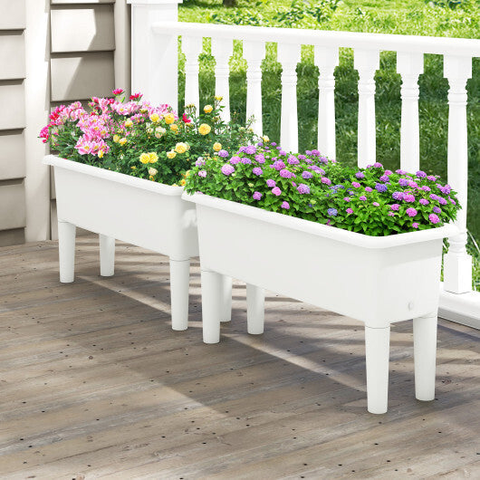 2 Pieces Raised Garden Beds Self-Watering Planter Box with Detachable Legs and Drainage Hole-Coffee W2B