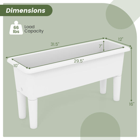 2 Pieces Raised Garden Beds Self-Watering Planter Box with Detachable Legs and Drainage Hole-Coffee W2B