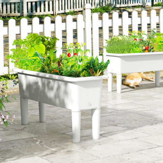 2 Pieces Raised Garden Beds Self-Watering Planter Box with Detachable Legs and Drainage Hole-Coffee W2B